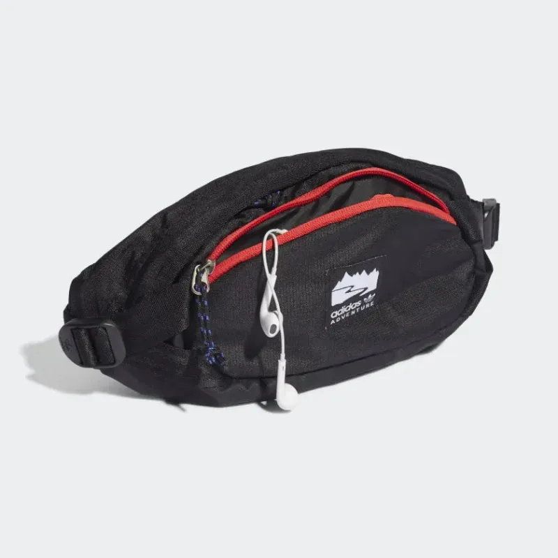 Adidas Adventure Waist Bag - Black/Bright Red/White H22726 - Durable Recycled Carry - Image 3