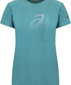 Asics Graphic Short Sleeve Womens Running Top - Green