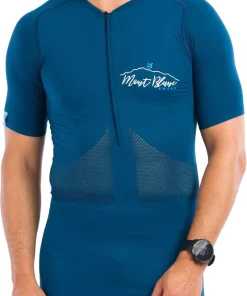 Compressport Trail Mont Blanc Half Zip Short Sleeve Mens Running Top - Blue