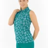 PURE GOLF AMITY SLEEVELESS POLO TEAL FRONDESCENCE