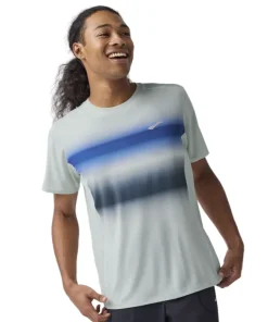 Brooks Mens T-shirt Atmosphere SS 3.0 Smoke/Shadow Stripe