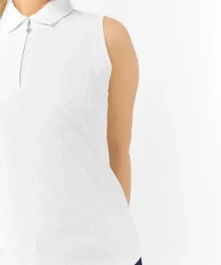 PURE GOLF REBECCA LILY PWP SLEEVELESS GOLF POLO WHITE