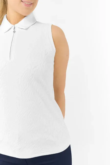 PURE GOLF REBECCA LILY PWP SLEEVELESS GOLF POLO WHITE