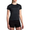 Brooks Womens T-Shirt Luxe Short Sleeve HTR Deep Black