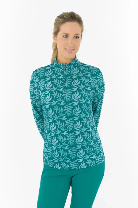 PURE GOLF SERENITY MID LAYER TEAL FRONDESCENCE