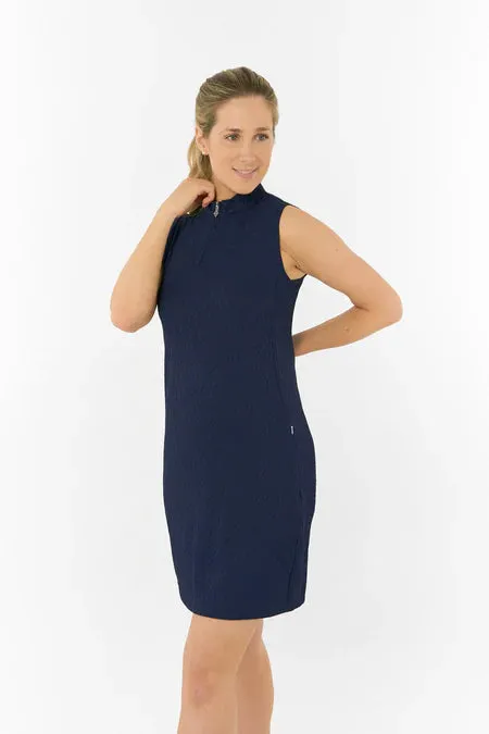 PURE GOLF SABRINA TEXTURED SLEEVELESS DRESS NAVY