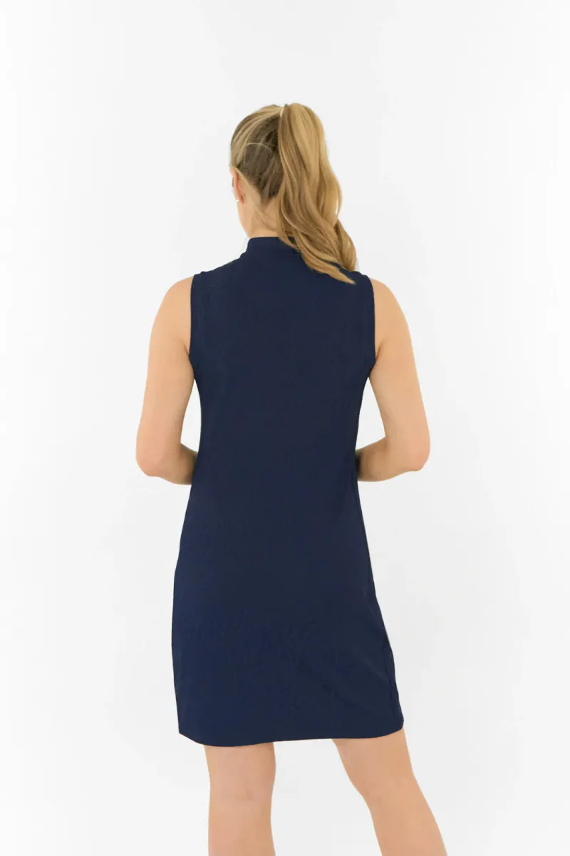 PURE GOLF SABRINA TEXTURED SLEEVELESS DRESS NAVY - Image 3