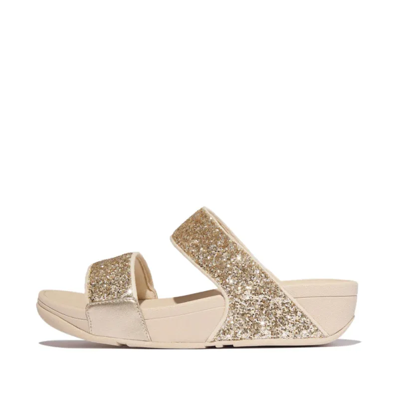 FITFLOP LULU MULTI-TONAL GLITTER SLIDES PLATINO/SILVER