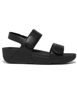 FITFLOP LULU ADJUSTABLE LEATHER BACK STRAP SANDALS BLACK