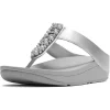 FITFLOP FINO PEARLS AND CRYSTAL TOE POST SANDALS SILVER