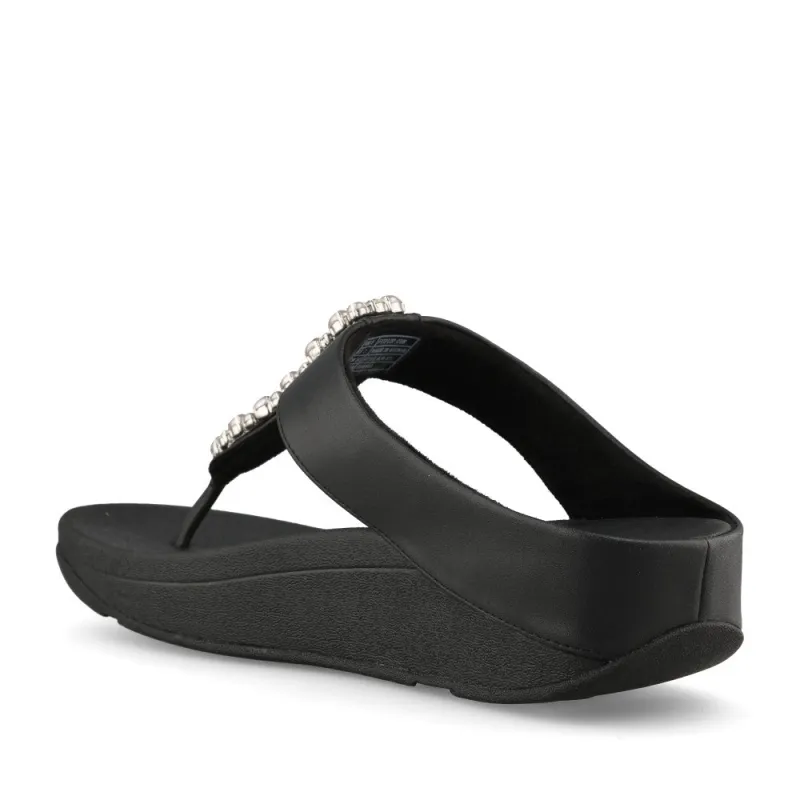 FITFLOP FINO PEARLS AND CRYSTAL TOE POST SANDAL BLACK - Image 2