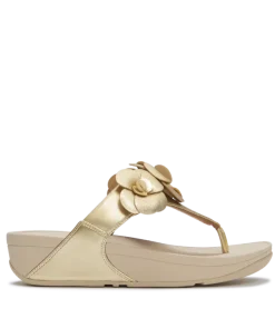 FITFLOP LULU FLOWER TOE POST SANDALS PLATINO