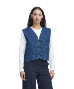 Ichi Womens Waistcoat Pellie Medium Blue
