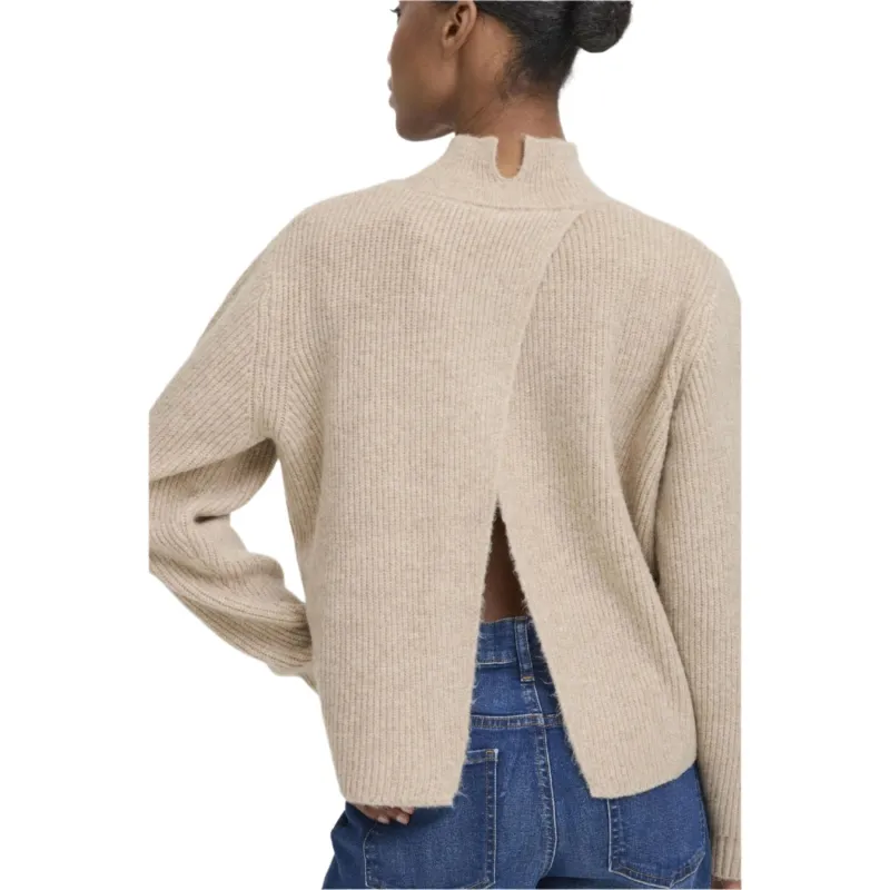 Ichi Womens Pullover Ducie LS Oatmeal Melange - Image 2