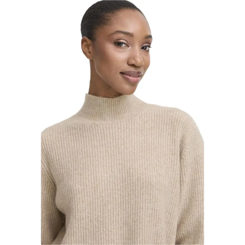 Ichi Womens Pullover Ducie LS Oatmeal Melange - Image 3