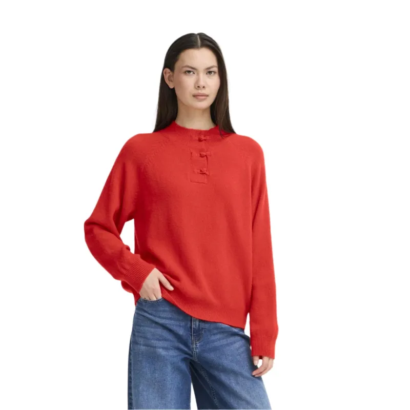 Ichi Womens Sweater Dasila LS Fiery Red