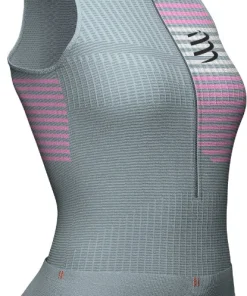 Compressport Tri Portural Half Zip Womens Running Vest Tank Top - Grey