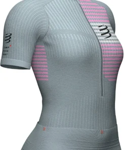 Compressport Tri Postural Half Zip Short Sleeve Womens Running Top - Grey