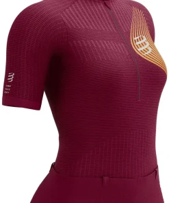 Compressport Trail Postural Half Zip Short Sleeve Womens Running Top - Red