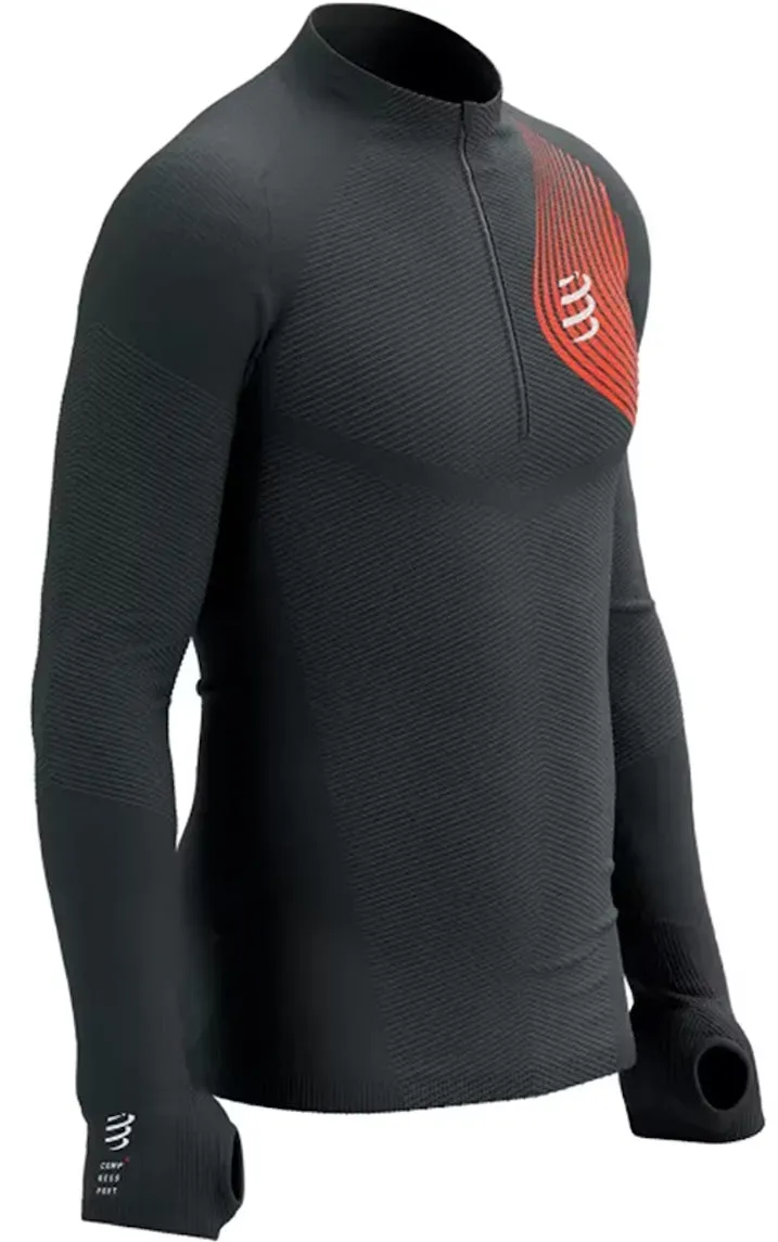 Compressport Winter Trail Postural Half Zip Long Sleeve Mens Running Top - Black