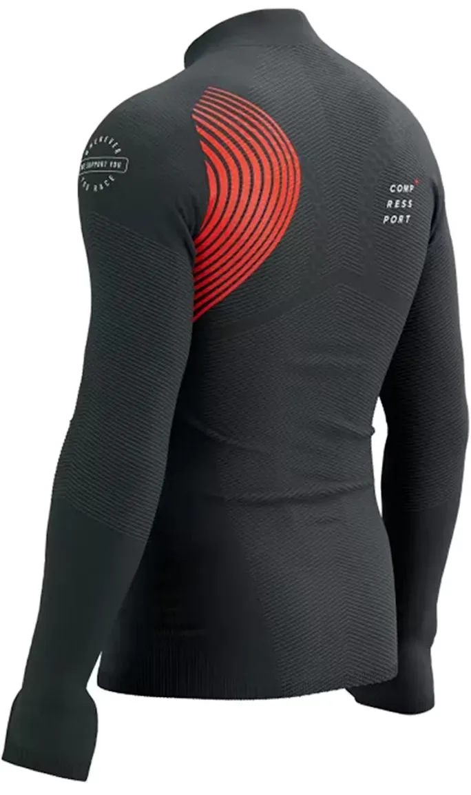 Compressport Winter Trail Postural Half Zip Long Sleeve Mens Running Top - Black - Image 2