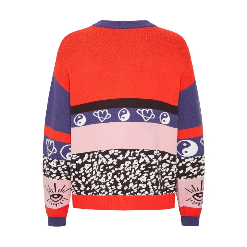 Ichi Womens Cardigan Boston Fiery Red - Image 3