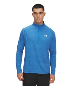 Under Armour Mens Top Tech Textured ½ Zip Blue Atlantis/White