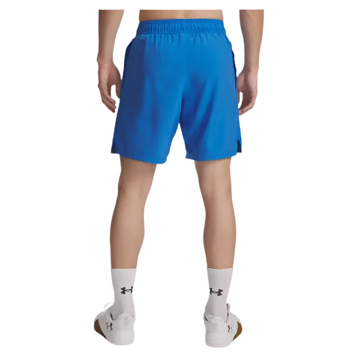 Under Armour Mens Shorts Woven Wordmark Blue Atlantis/White - Image 2
