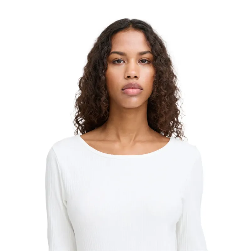 Ichi Womens T-Shirt Cella LS Cloud Dancer - Image 3