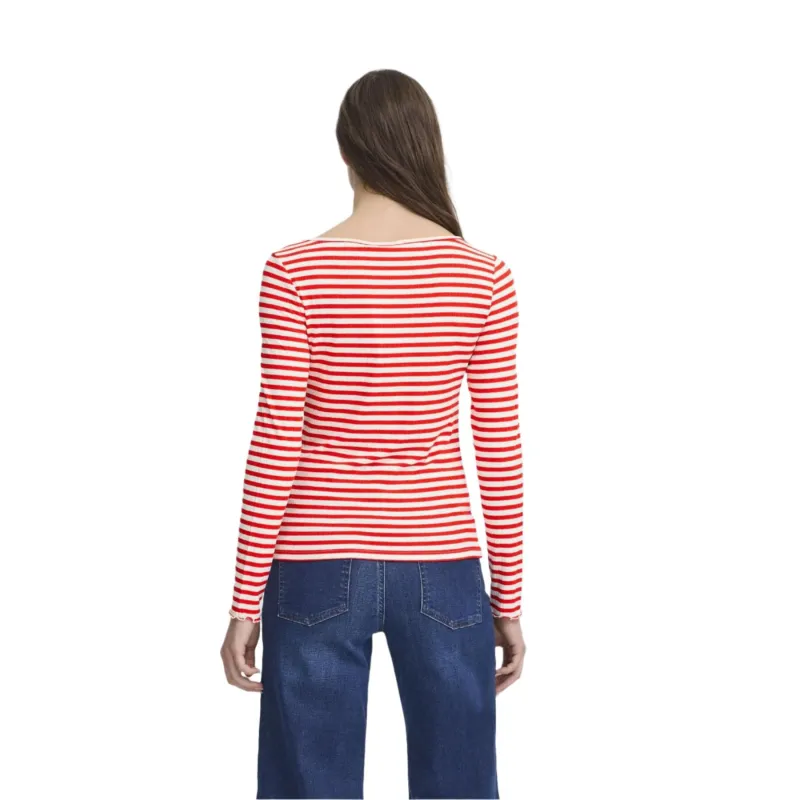 Ichi Womens T-Shirt Cella LS Cloud/Fiery Red - Image 2