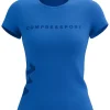 Compressport Logo Short Sleeve Womens Running Top - Blue