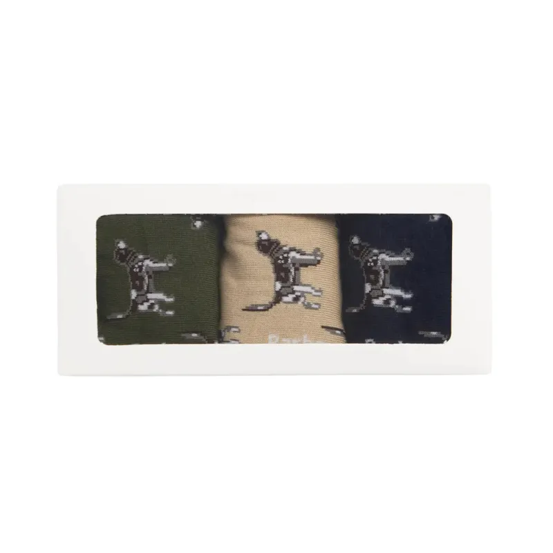 Barbour Mens Socks Pointer Dog 3 Pack Gift Set Forest Mist - Image 2