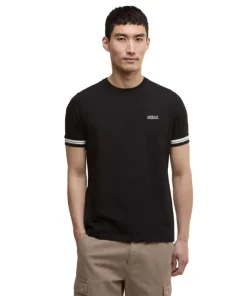 Barbour International Mens T-Shirt Bruce Tipped Cuff Black
