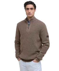 Barbour International Mens Jumper Crawley Funnel Neck Half Zip Crawley Brindle