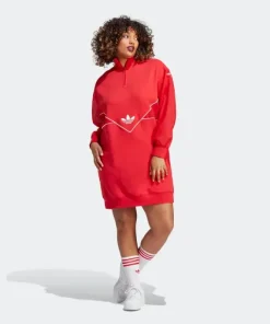 Adidas Archival Oversize Long Sleeve Dress Women's Red IC5383