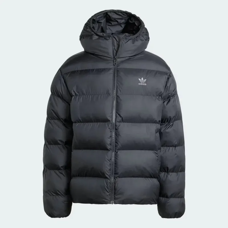 Adidas Originals Men's Tonal Hooded Puffer Jacket Black IY3396 - Image 3