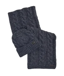 Barbour Mens Beanie/Scarf Jesmond Gift Set Navy