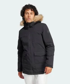 Adidas Hooded Fur Parka Men's Black Jacket IK0553