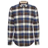 Barbour Mens Shirt Valley Tailored Checked Ecru