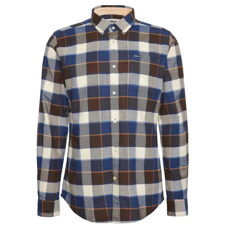 Barbour Mens Shirt Valley Tailored Checked Ecru