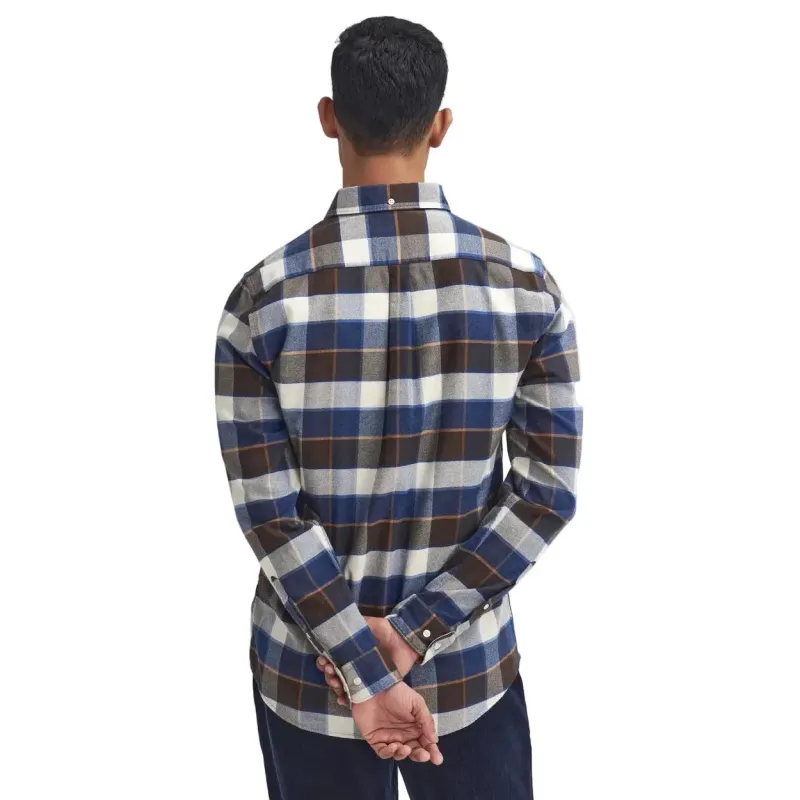 Barbour Mens Shirt Valley Tailored Checked Ecru - Image 3