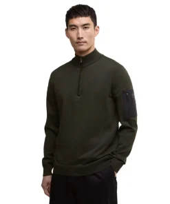 Barbour International Mens Jumper Blades Cotton Half Zip Blades Sage
