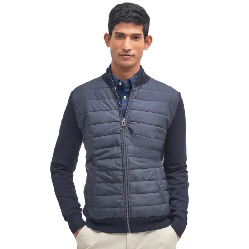 Barbour Mens Jumper Essential Carn Baffle Quilted Zip Thru Navy - Image 2