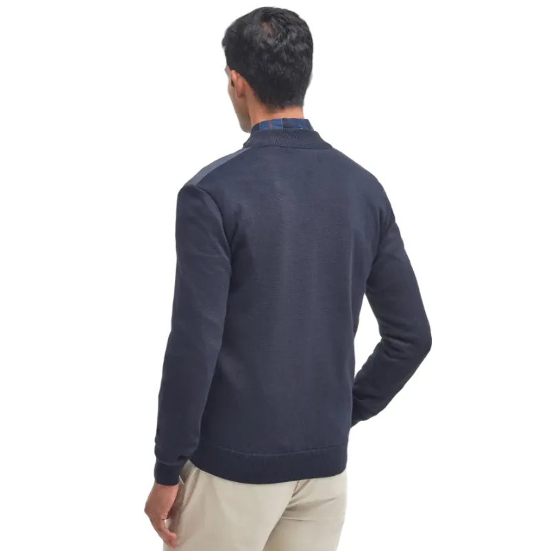 Barbour Mens Jumper Essential Carn Baffle Quilted Zip Thru Navy - Image 3