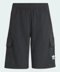 Adidas Cargo Shorts Juniors Recycled Nylon Sports Trefoil Black IT5437