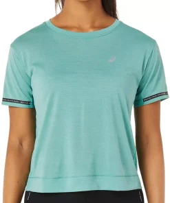 Asics Race Cropped Short Sleeve Womens Running Top - Green