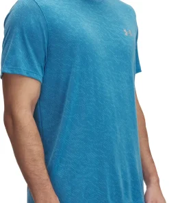 Under Armour Launch Camo Short Sleeve Mens Running Top - Blue