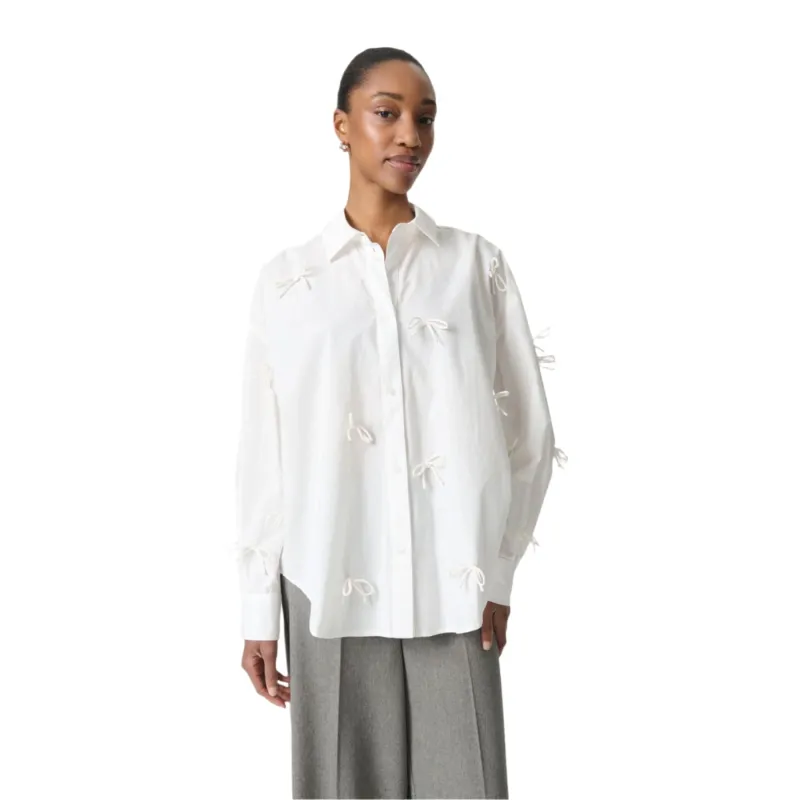 Soaked Womens Shirt LS Joa Bow Broken White