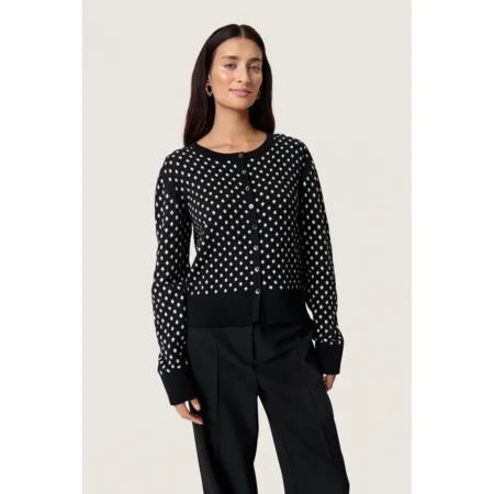 Soaked Gya Cardigan Black/Sandshell Dot