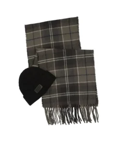 Barbour International Mens Beanie/Scarf Sweeper Gift Set Black